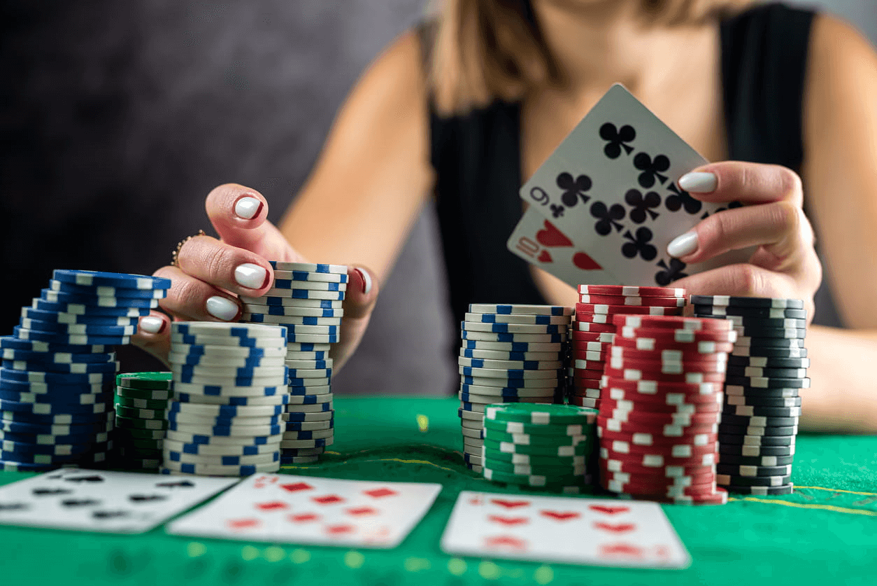 Woman Gambling At A Card